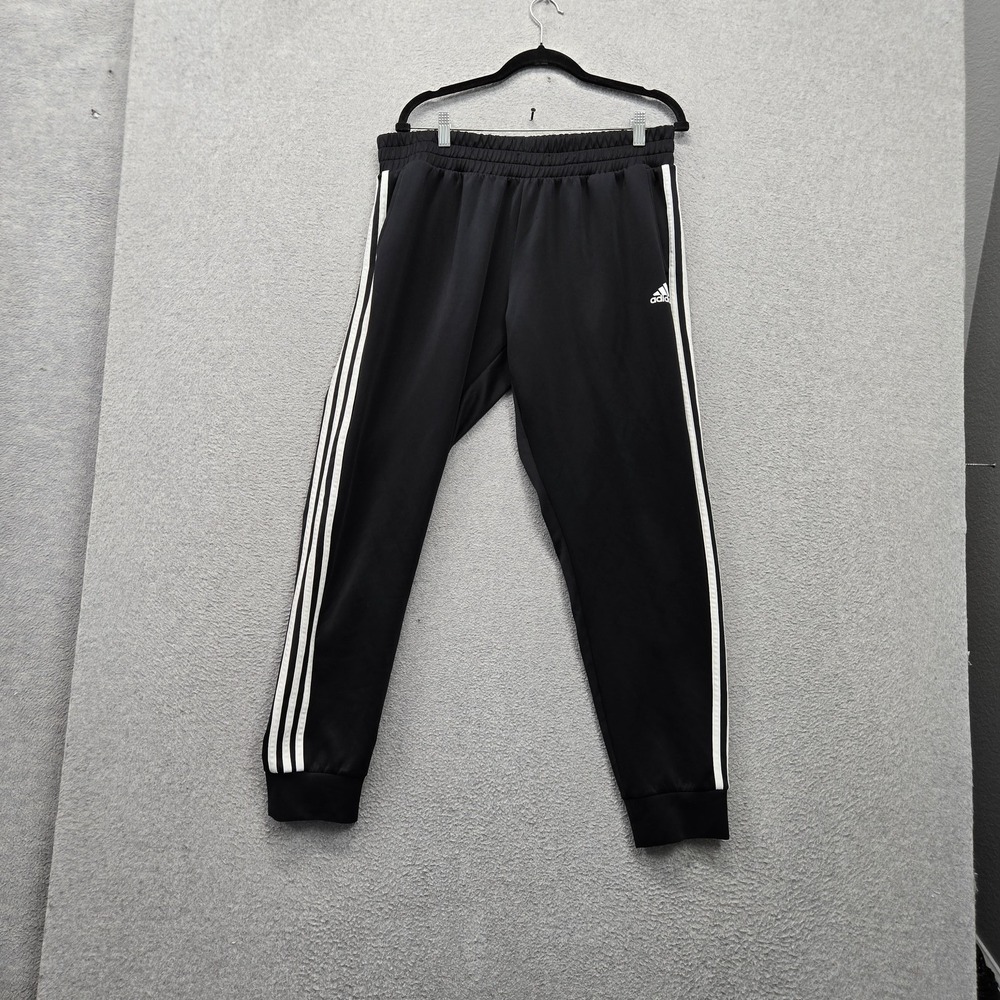 Adidas Men Activewear Pants XL Black Track Pants Jogger Logo 28" Inseam Stretch